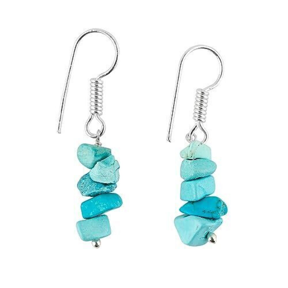 3470 Handmade Turquoise Chips Earrings – Genuine Turquoise Chips – Calming